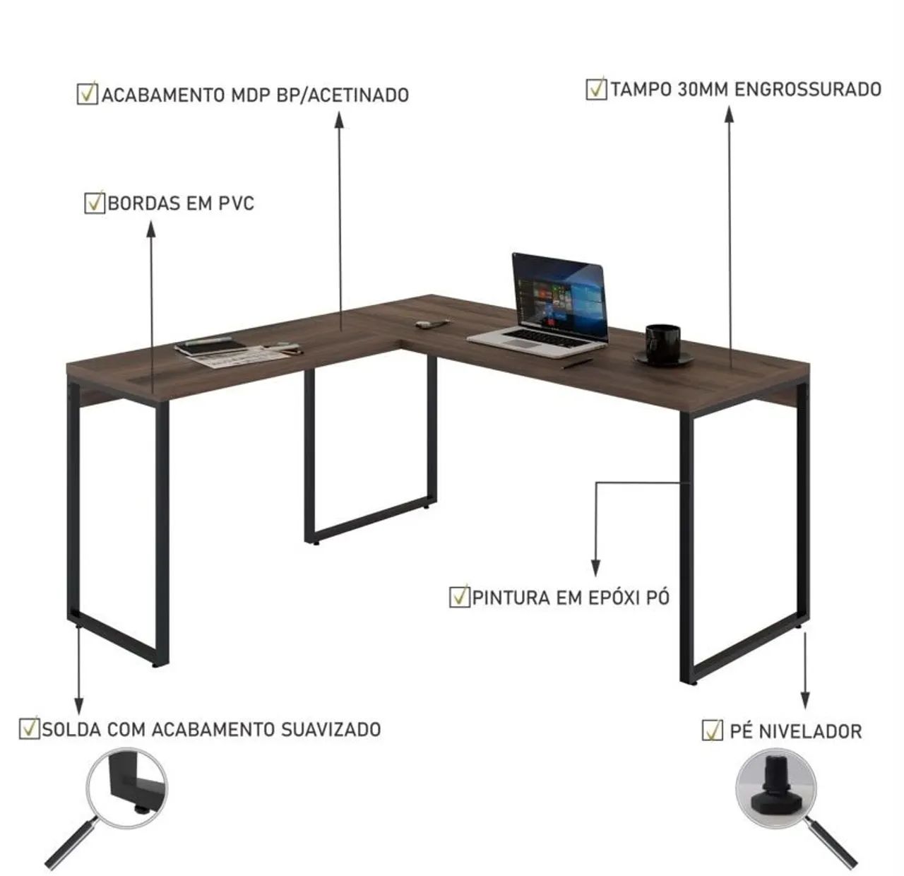 Mesa de Escritório Estilo Industrial - Foto 2