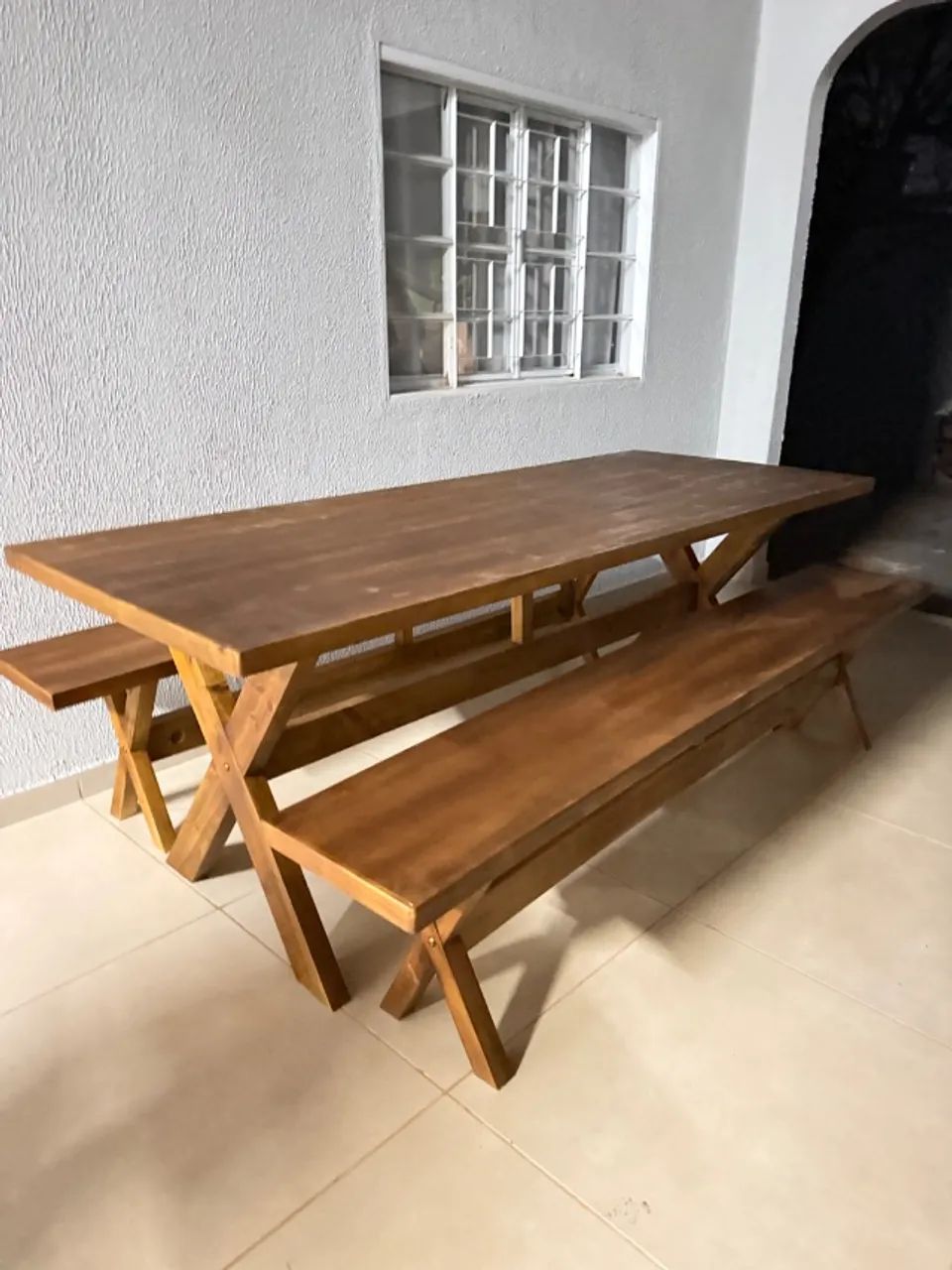 Mesa Nova Rústica 2,20m Com 2 Bancos Completa (Promoção de Fábrica) - Foto 2