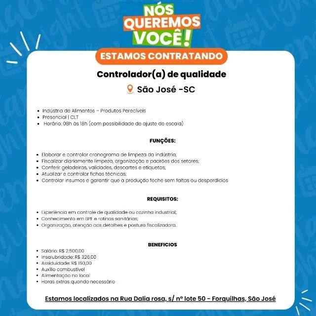 Controlador(a) de Qualidade 