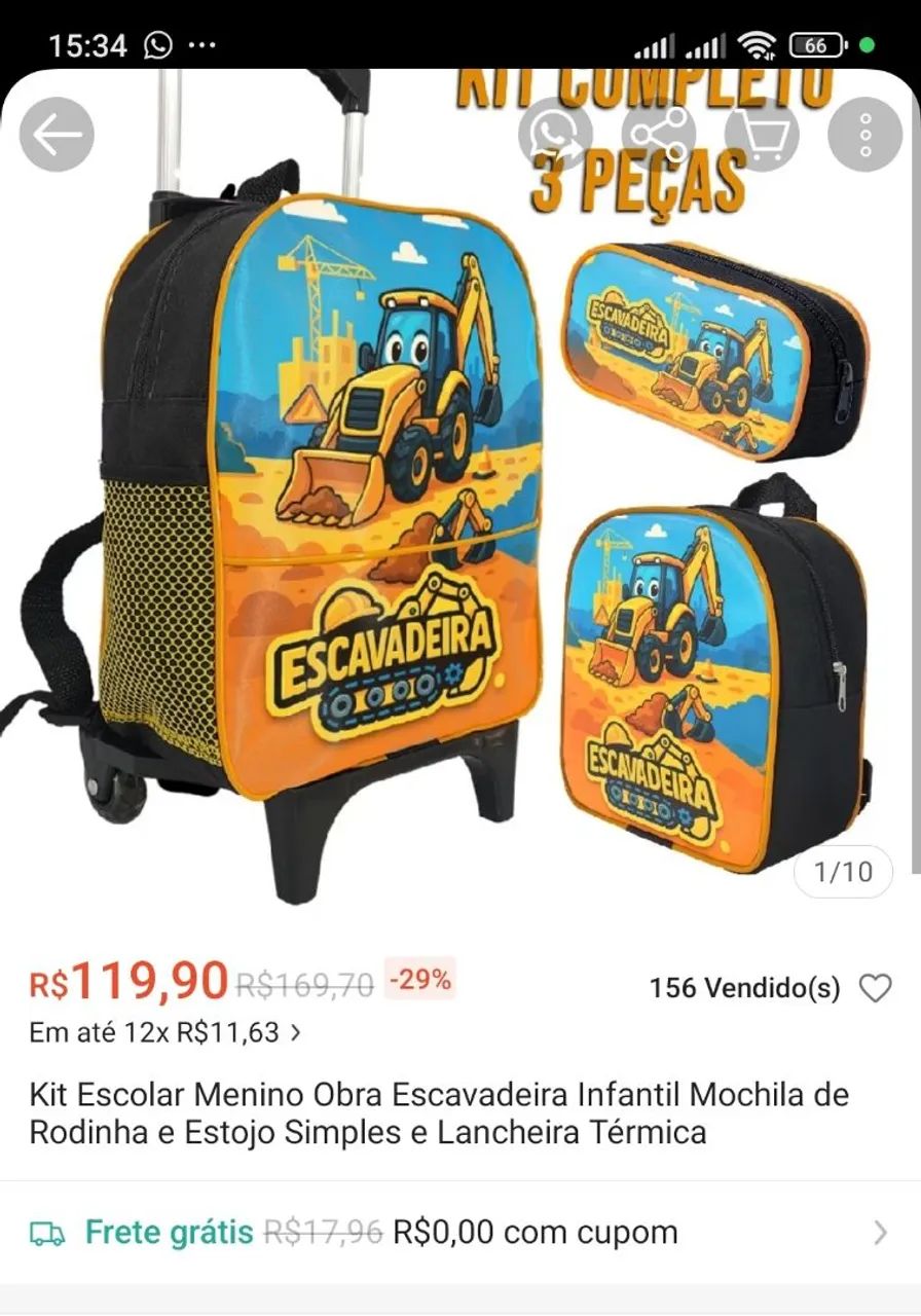 Kit escolar mochila+estojo+lancheira  - Foto 4