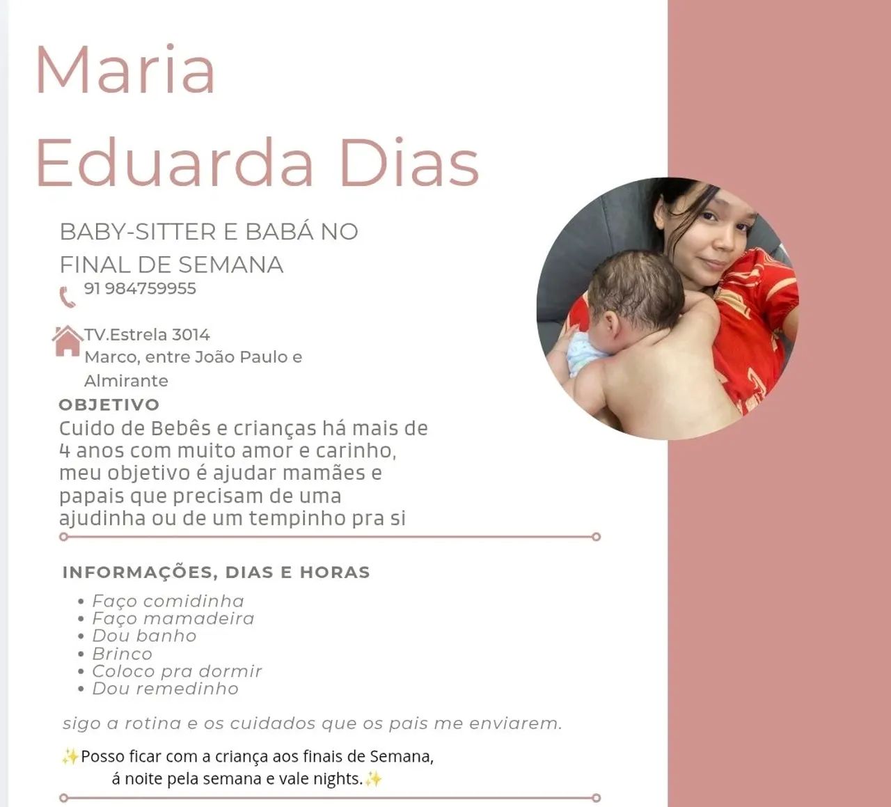 Serviço confiável de Babá