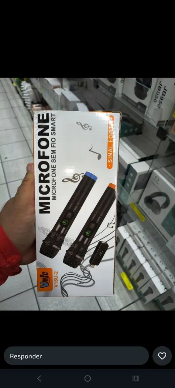 Microfone profissional duplo A pilha 