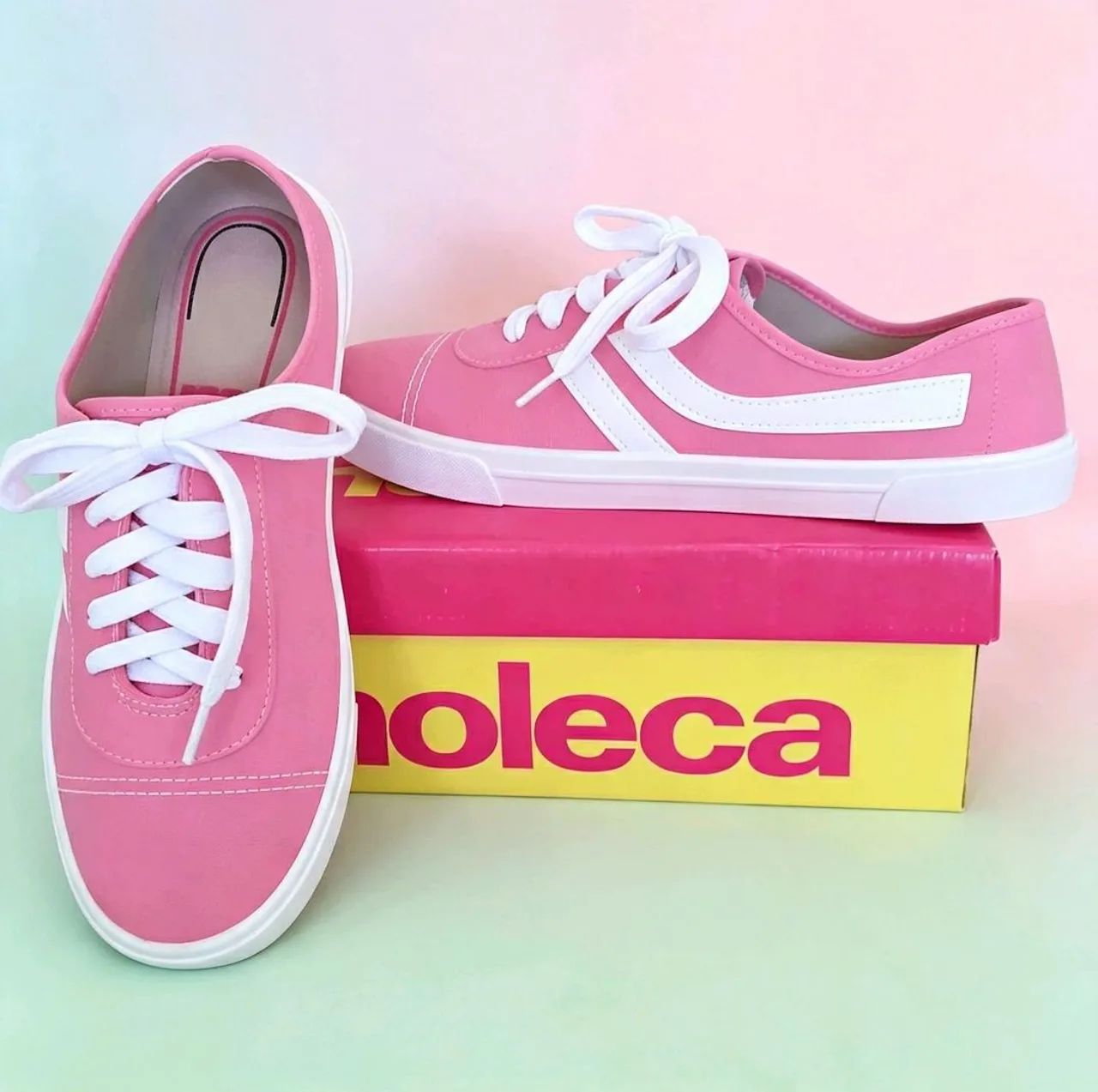 Tênis moleca rosa e branco tamanho 38 - Foto 2