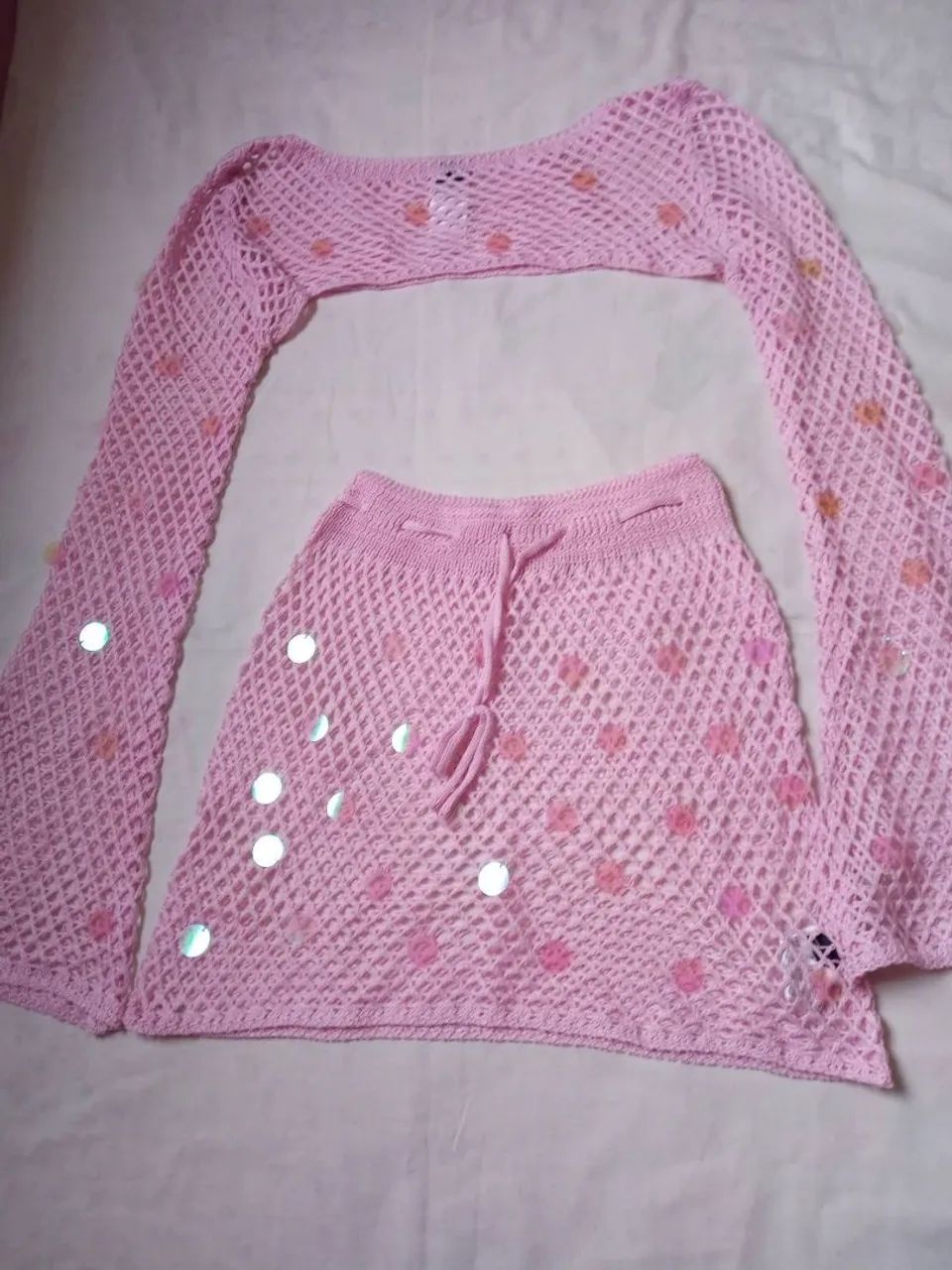 Conjunto de tricot rosa - Foto 3