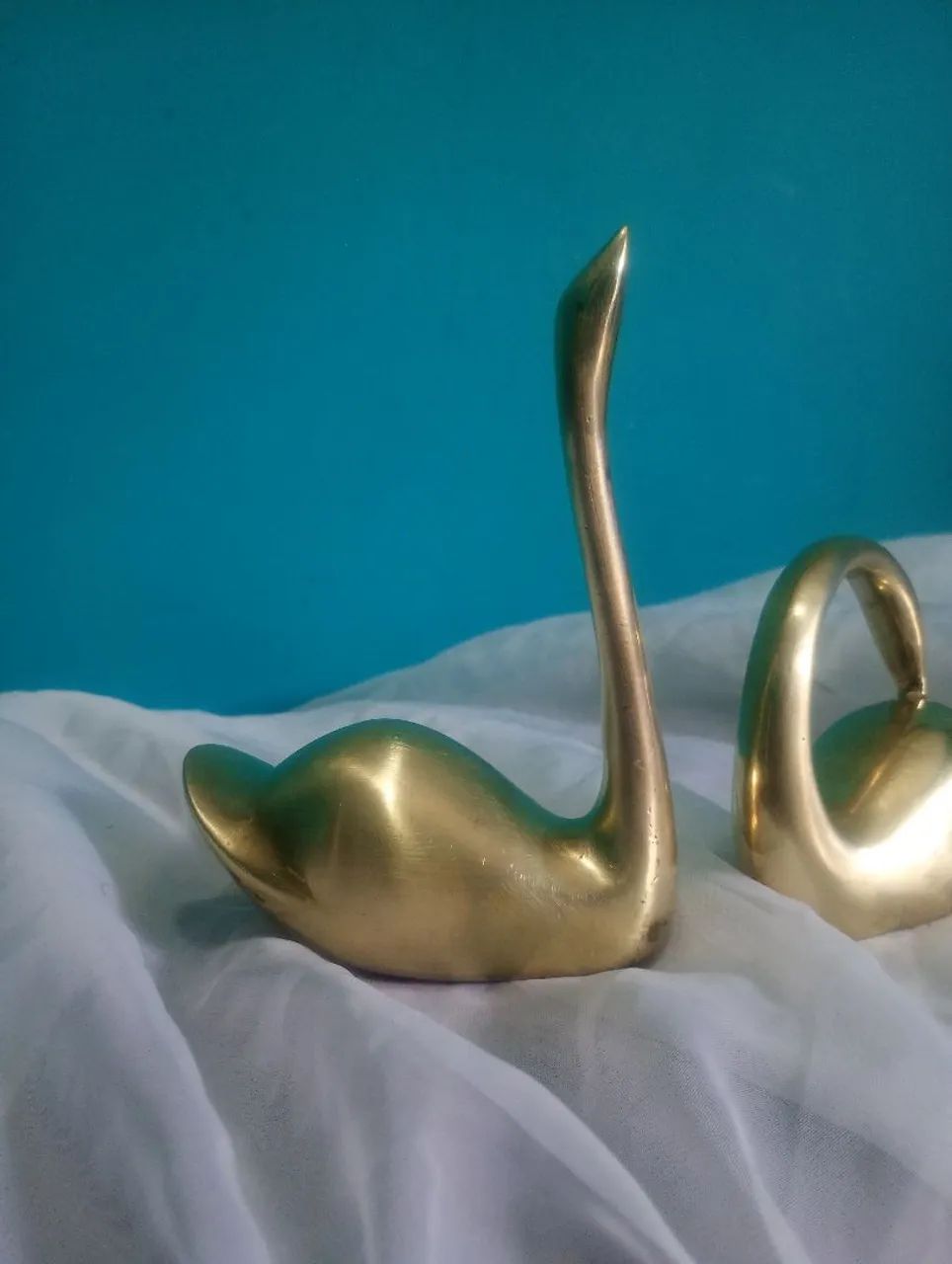 Antigo e lindo par de cisne em bronze anos 70 - Foto 3