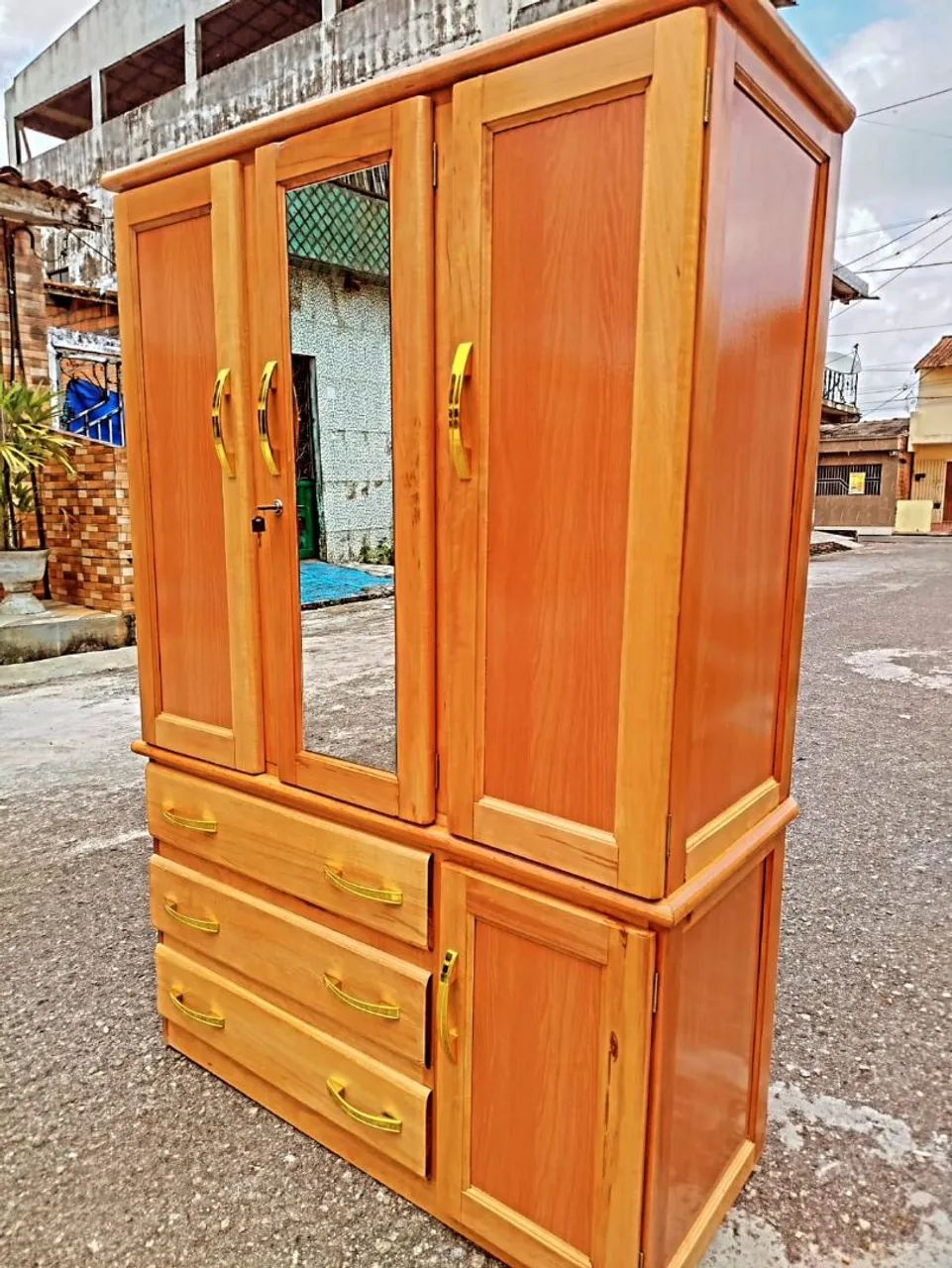 GUARDA ROUPA DE SOLTEIRO NOVO - COMPLETO COM ESPELHO 
