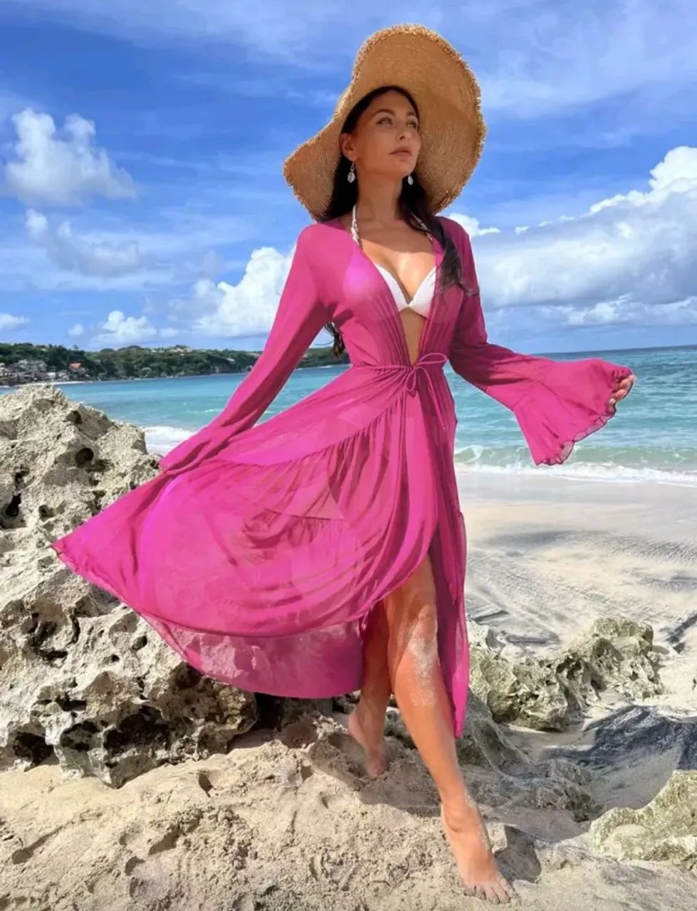 Saída de praia rosa elegance - Foto 2