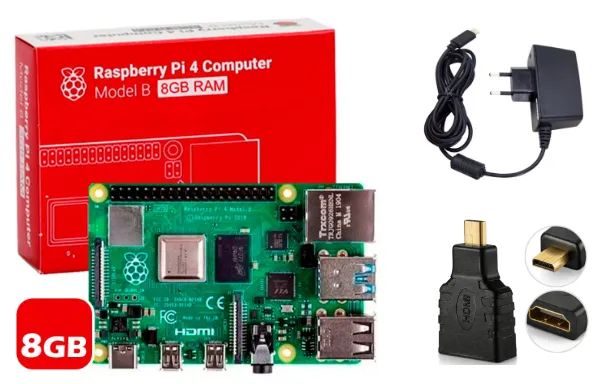 KIT Raspberry Pi 4-B 8Gb 1,8GHz C/ Fonte 5v 3a + Micro HDMI 