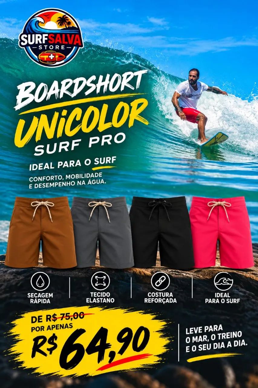 Boardshort Surf Pro Unicolor