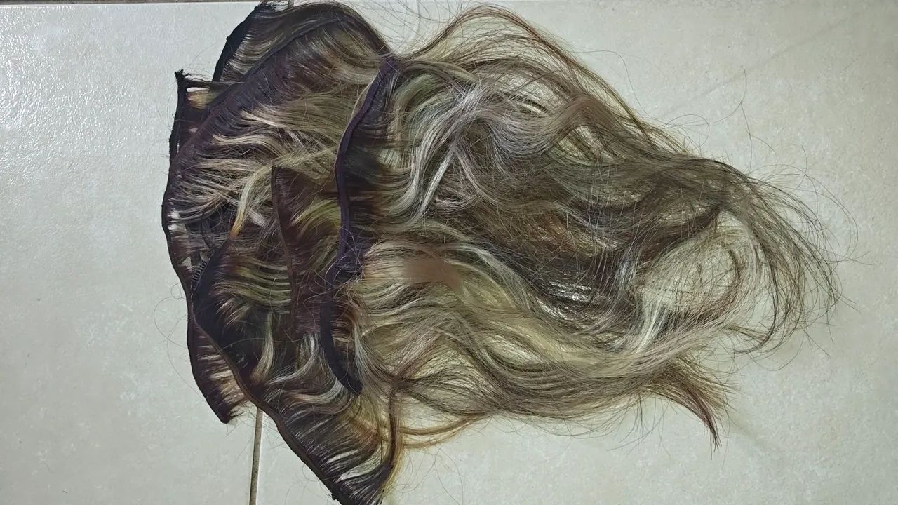 Cabelo 100% humano loiro perolado 40 cm - Foto 2