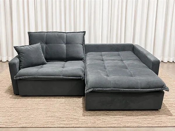 Sofá Cama Mariana 2.25m Sem Caixa D28 Soft 442 - Veludo Cinza/ pronta entrega  - Foto 2