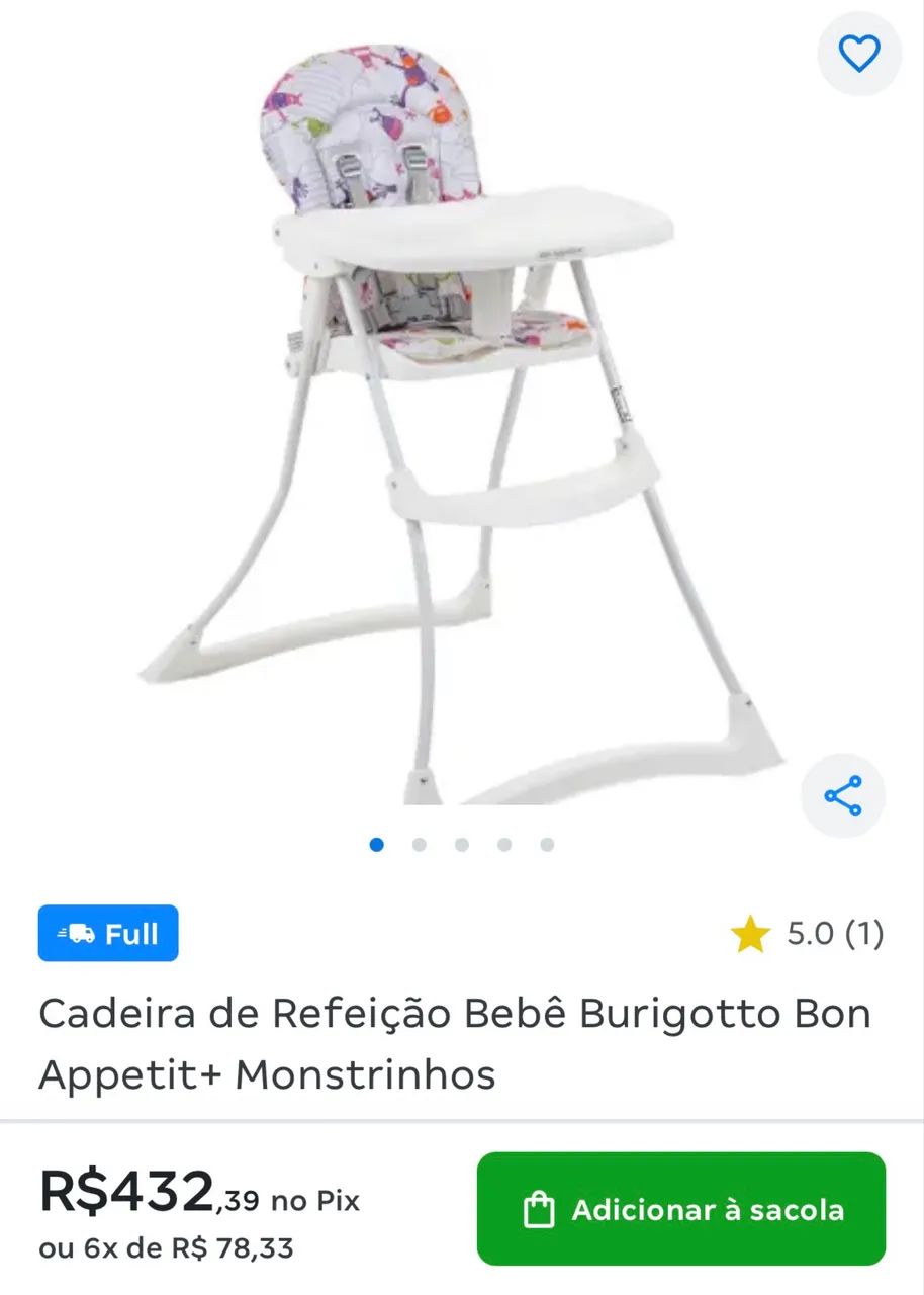 Cadeira de alimentação monstrinho