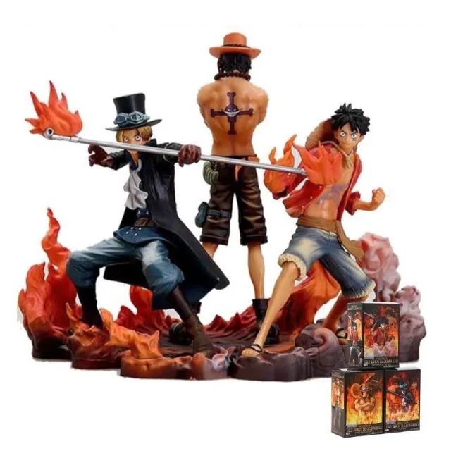 Coleção de Bonecos One Piece Monkey Luffy Portgas Sabo 3pcs
