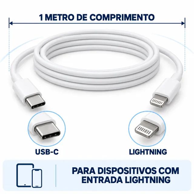 Cabo De Carregador Tipo-c E Lightning - Foto 3