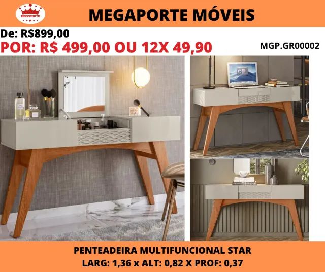 Penteadeira Multifuncional Star com Espelho