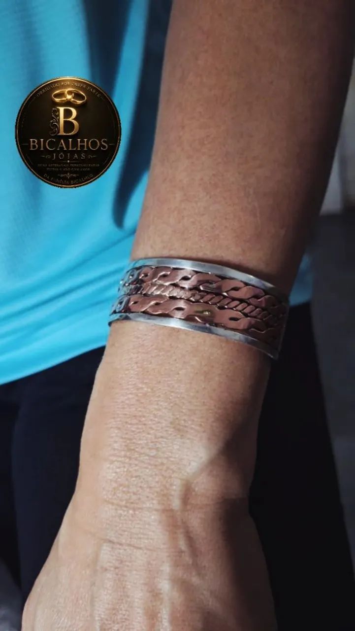 Bracelete em cobre puro com prata - Foto 3