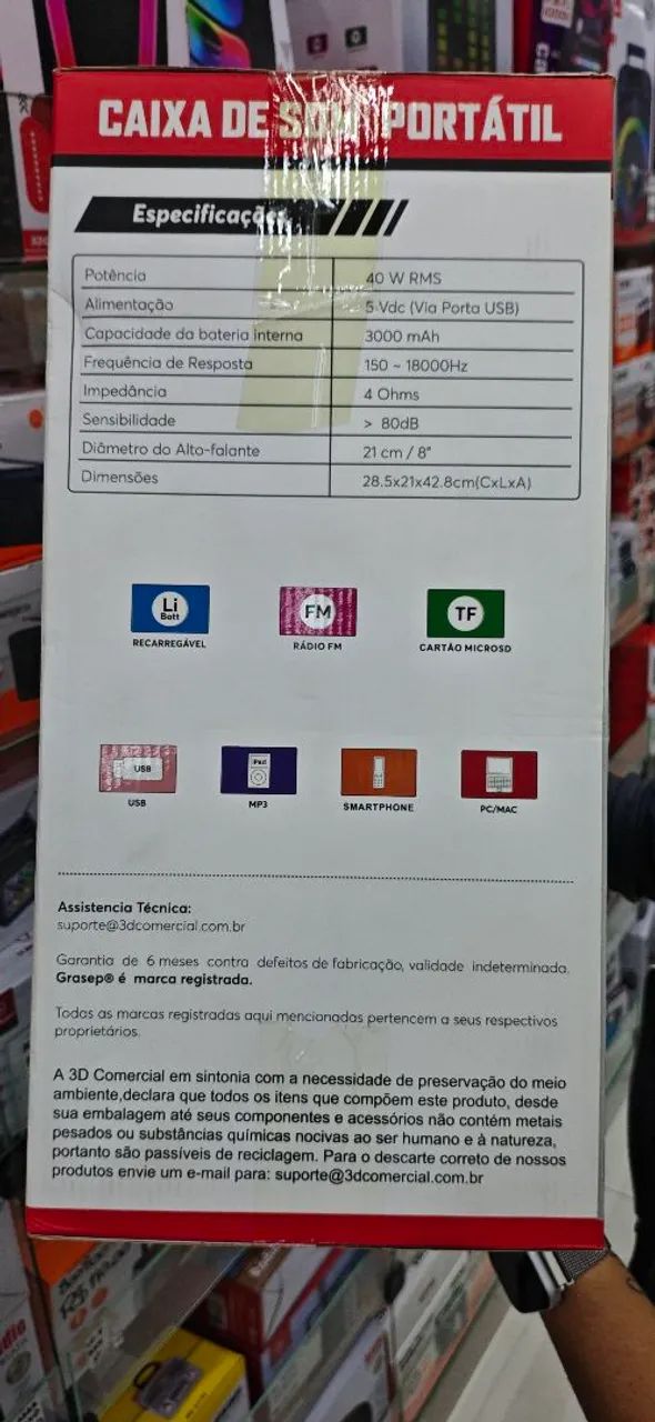 Caixa de Som Portátil com Microfone 8" - Foto 3