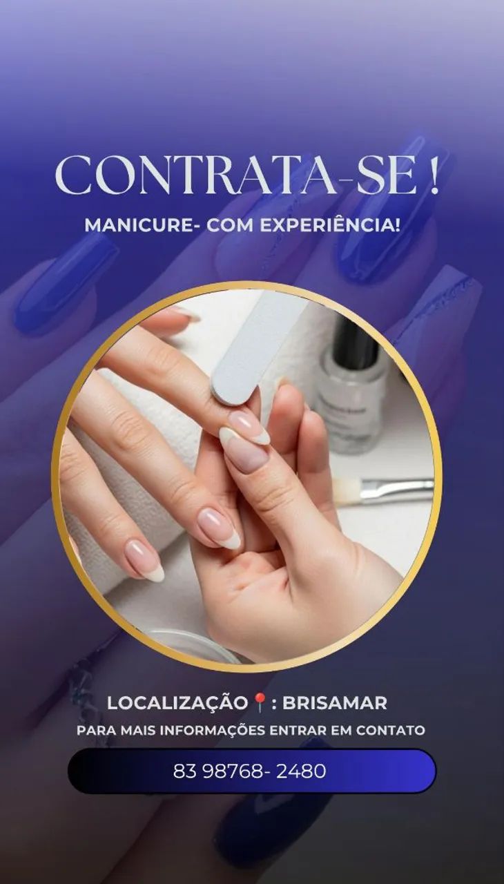 Vaga para manicure com experiência 