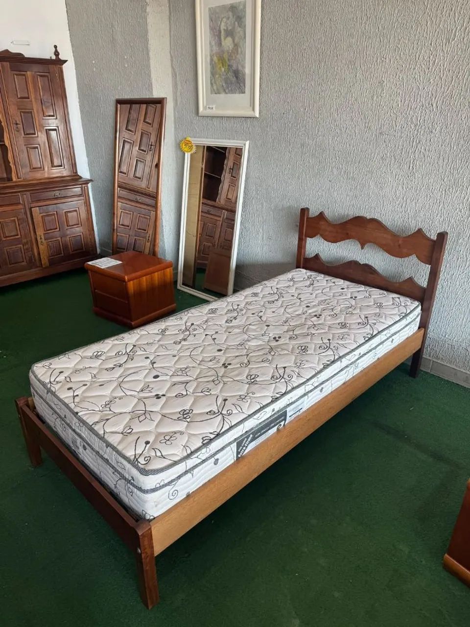 Cama de Solteiro de Madeira Maciça Colchão Ortobom - Foto 4