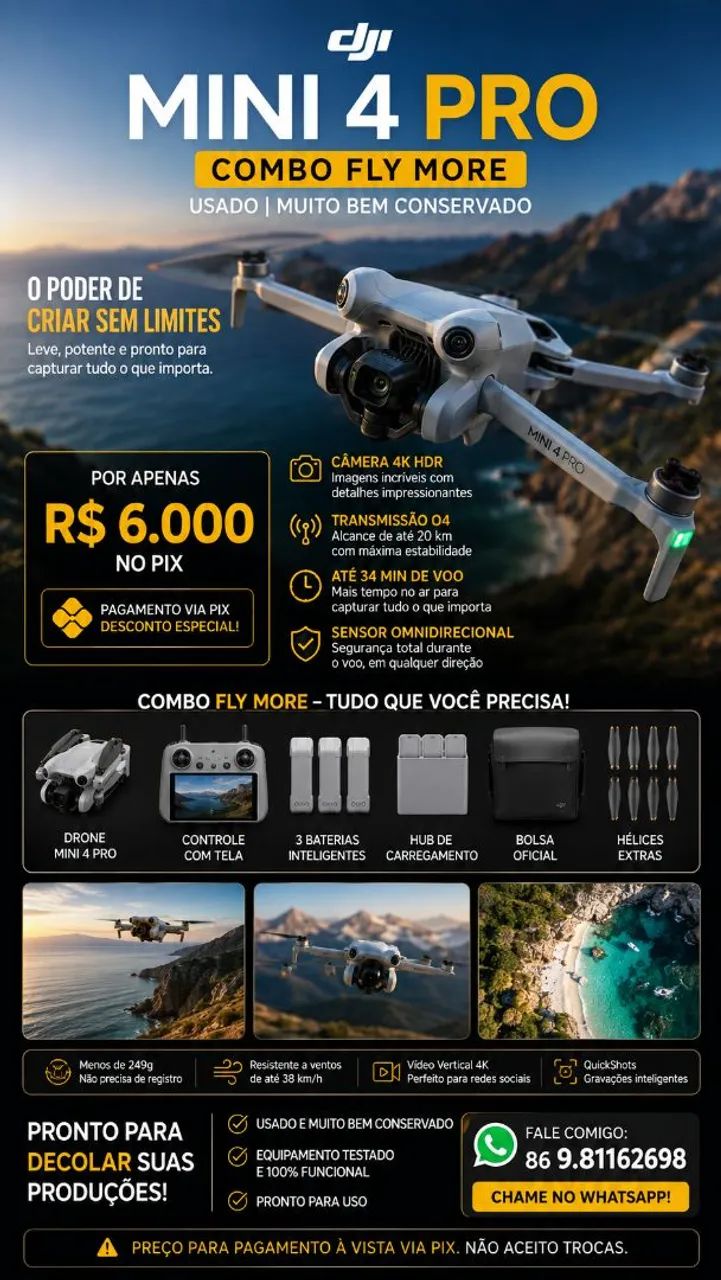 Vendo drone mini 4 pro DJI
