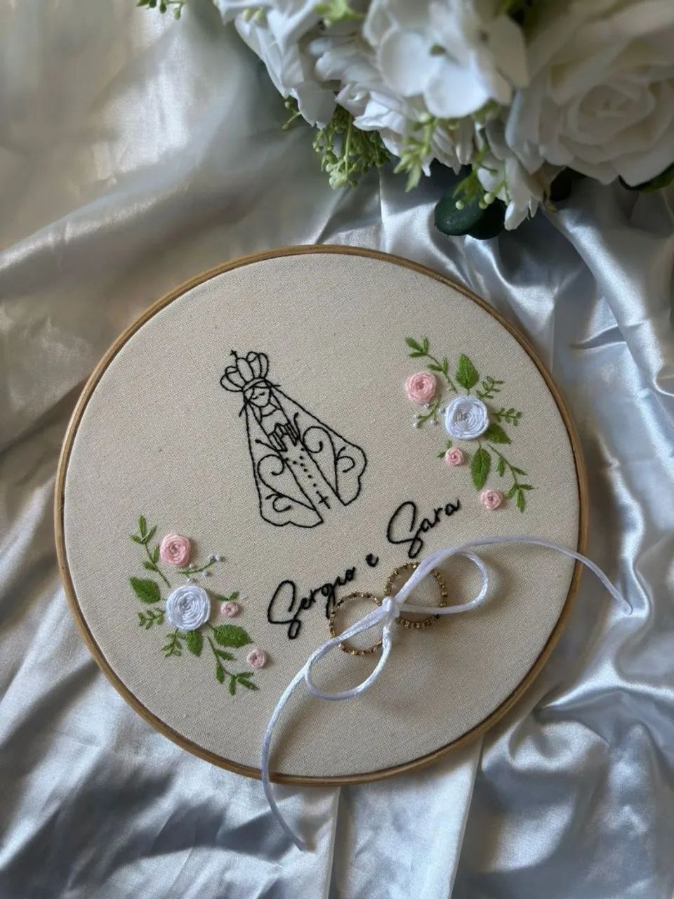 Porta Alianças Personalizado Bordado