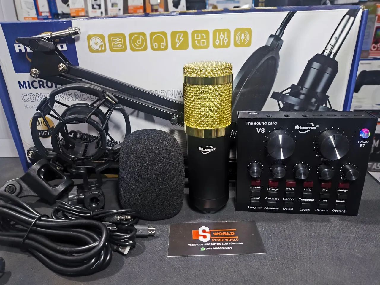 Kit microfone Condensador Bm 800 + Acessórios e Plaquinha Interface - Loja Store World 