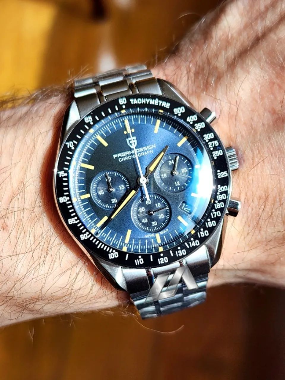 Relógio Pagani Design Moon Azul Speedmaster PD-1701 007 - Foto 4
