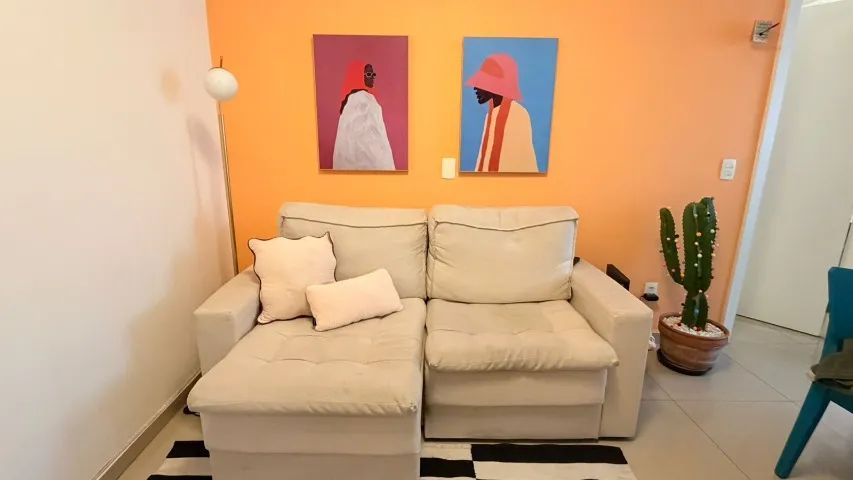 Sofá 3 Lugares Retrátil Berna Linho Cru 180 cm - Mobly
