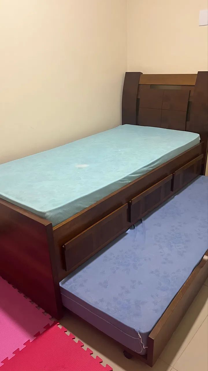 Cama solteiro com auxiliar e dois colchões  - Foto 3