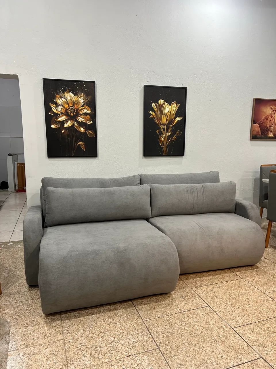 Promoção sofá retrátil 2,50 tecido boucle