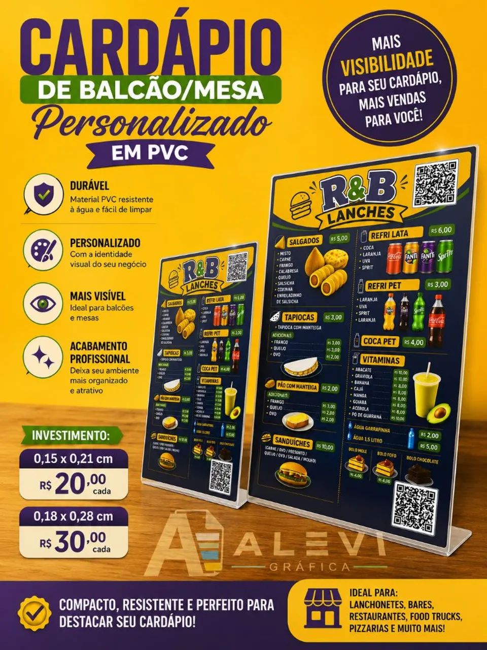 CARDÁPIOS PERSONALIZADOS EM PVC 