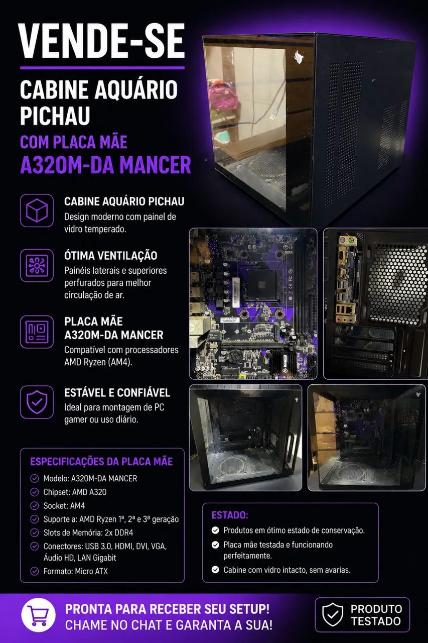 GABINETE AQUÁRIO + PLACA MÃE  - Foto 3