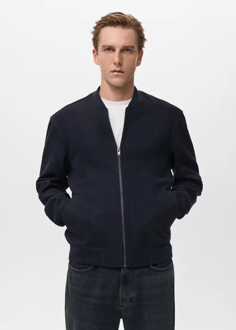 Jaqueta Mango Estilo Bomber Azul Marinho Importada - Tam P