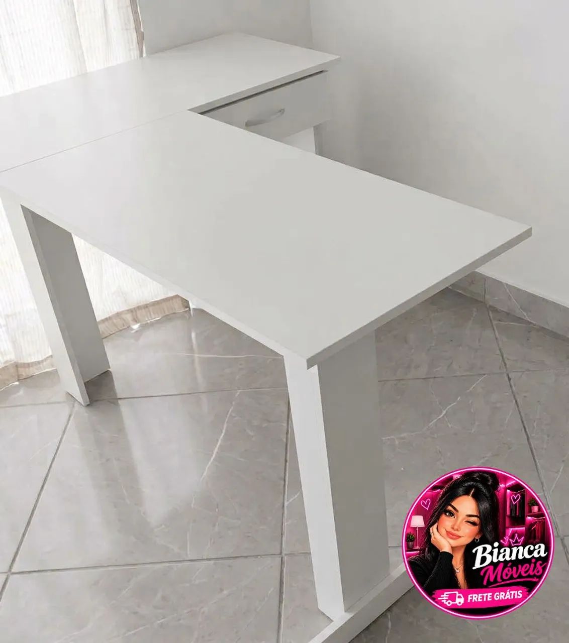 Mesa em L com gaveta Frete Grátis 