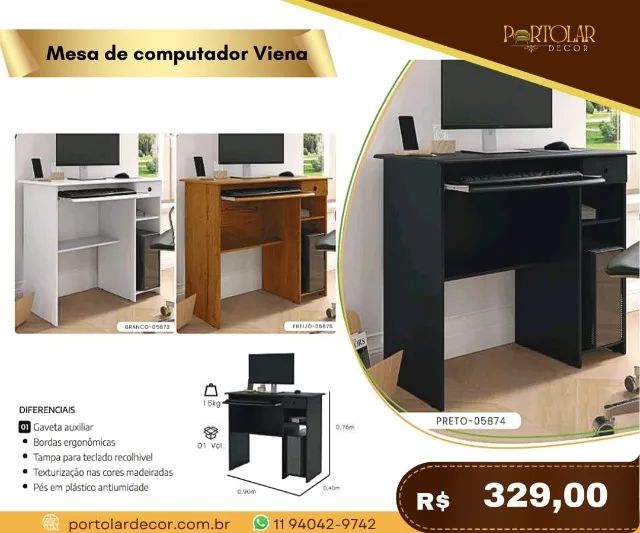 Mesa de Computador Viena, a pronta entrega 