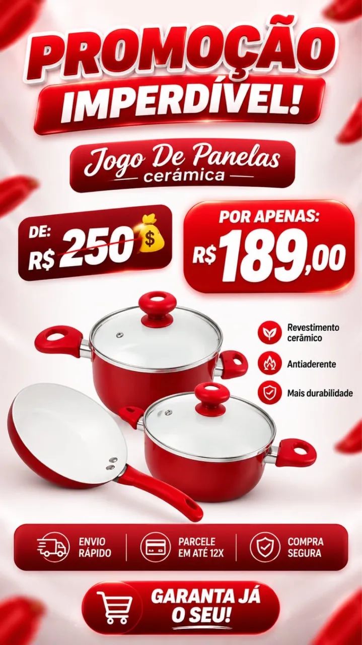 Jogo de panelas cerâmica 