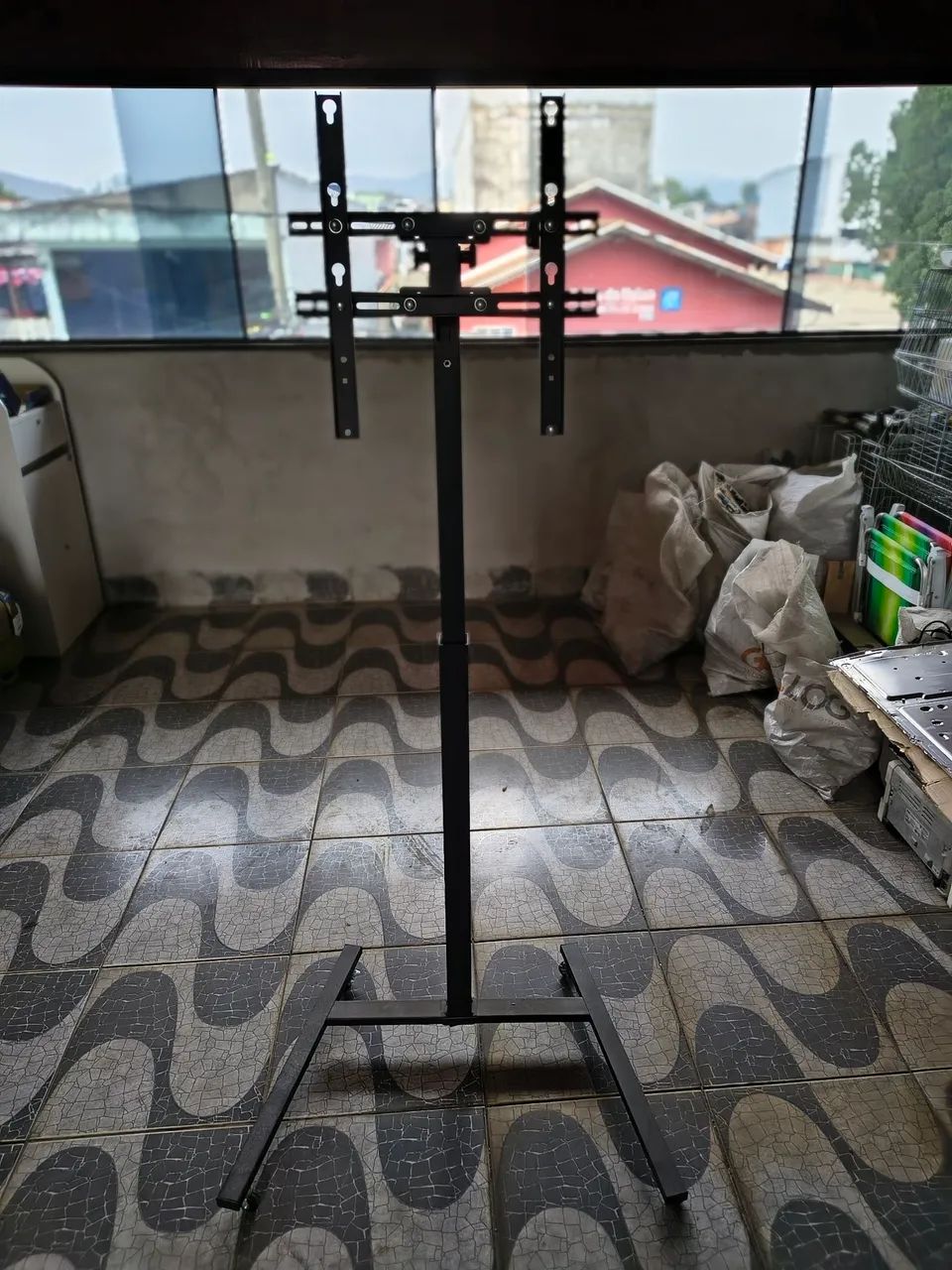 Suporte para tv pedestal 10 a 60 polegadas, preto, flutuante movel, com 10pcs completas 