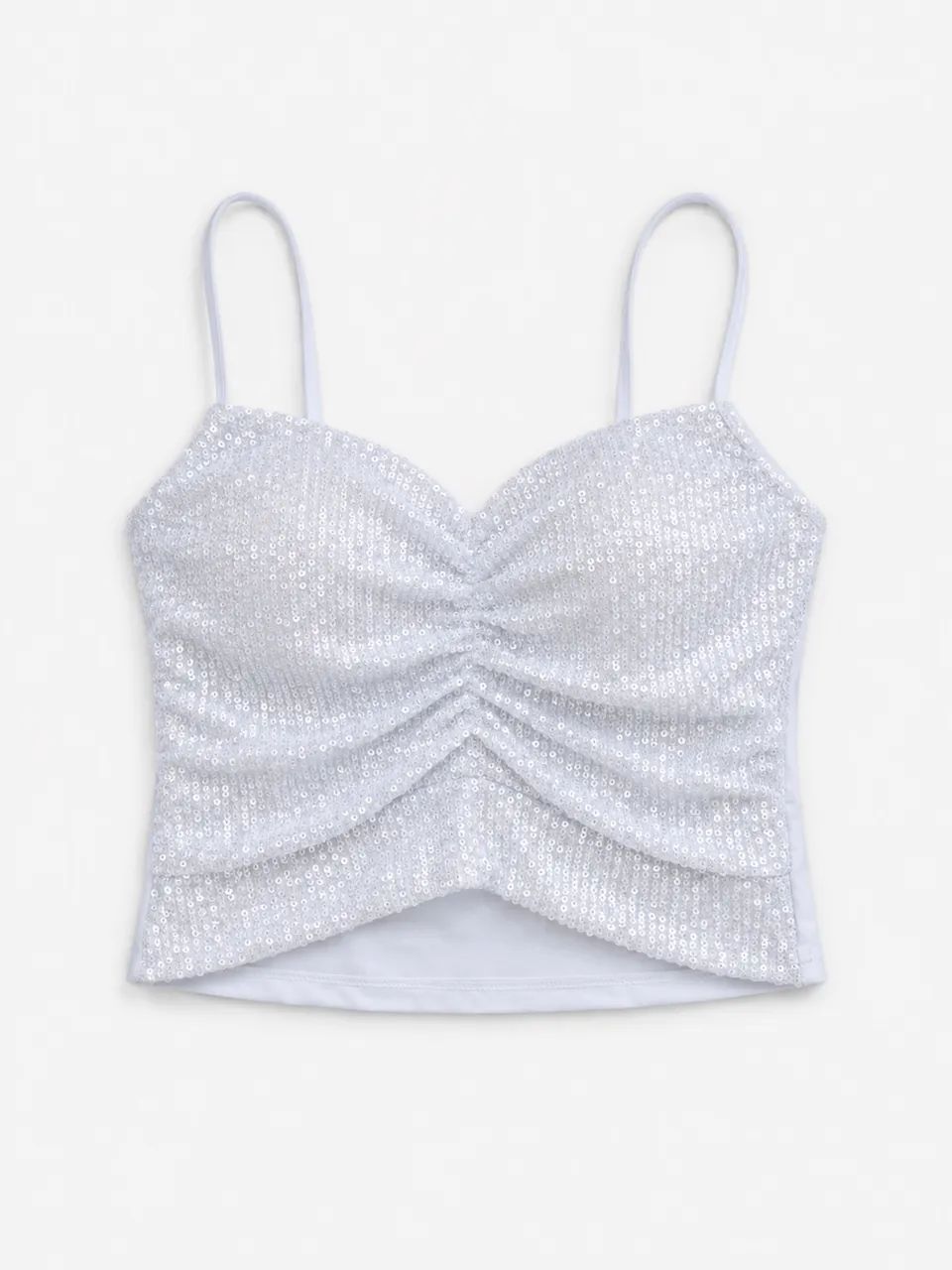 Top Cropped Branco de Paetês com Bojo