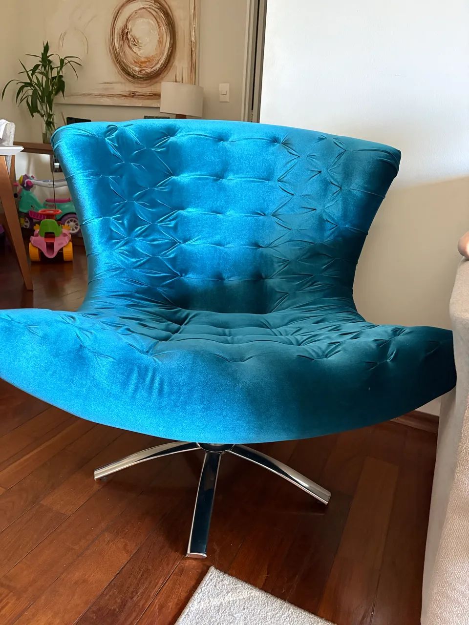 Poltrona Giratória Azul turquesa  - Foto 2