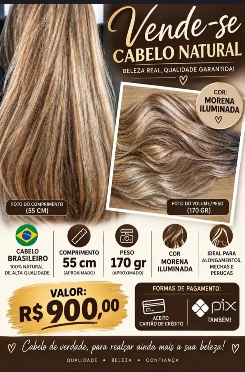 Cabelo natural (Brasileiro) Morena iluminada 