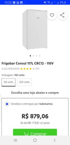 Vendo frigobar Consul 117 litros