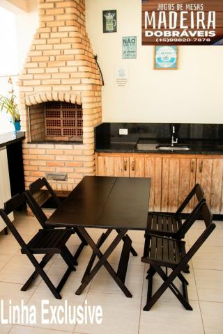 Mesas e cadeiras de madeira dobráveis 70x70 - 120x70 e Bistrô! Novos com garantia!! - Foto 4