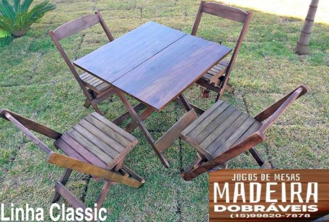 Mesas e cadeiras de madeira dobráveis 70x70 - 120x70 e Bistrô! Novos com garantia!! - Foto 2