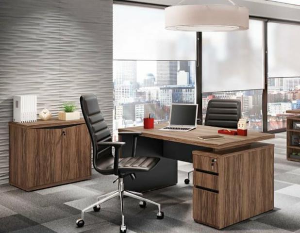 Artany Moveis Mesa Gerencia com Gavetas Y37 cor Nogal