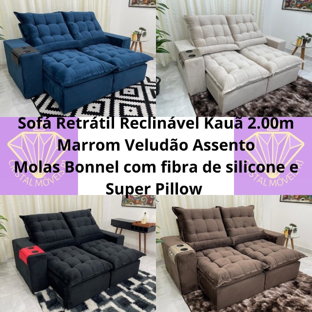 Sofá Retrátil Kauã 2.00m  Veludão LD