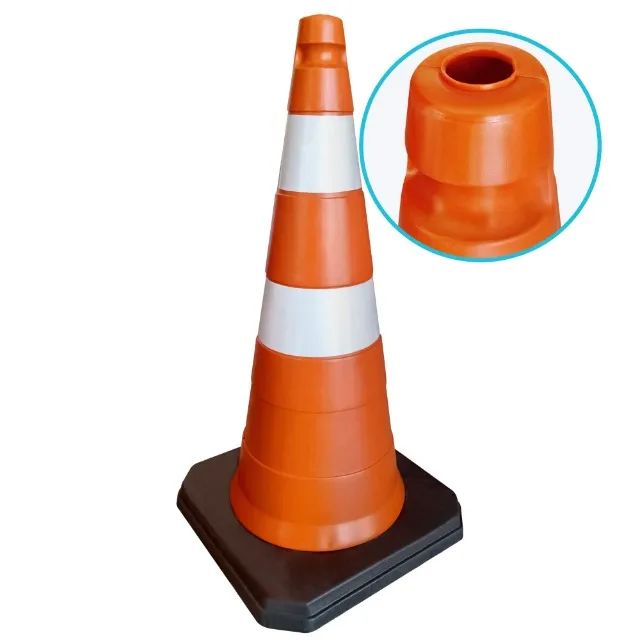 Cone Semiflexível 75 cm Refletivo Laranja com Base de Borracha  - Foto 2
