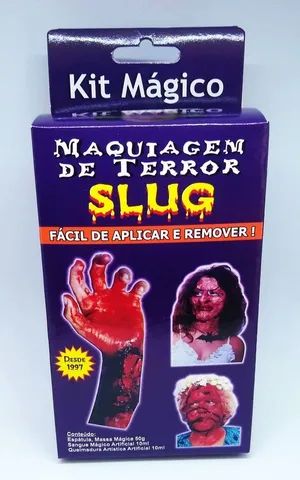 Maquiagem make De Terror Kit Sangue Massa Slug- Halloween Zumbi