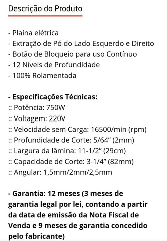 Plaina Elétrica de 750W - STANLEY-STPP7502 - Foto 2
