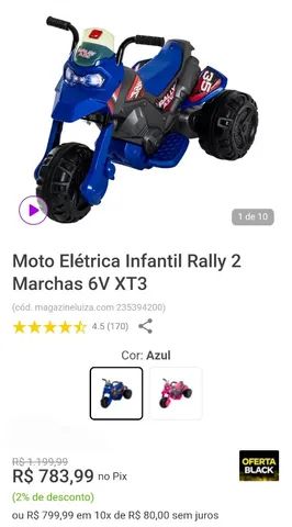 Moto Elétrica Infantil Rally 2 Marchas 6V XT3