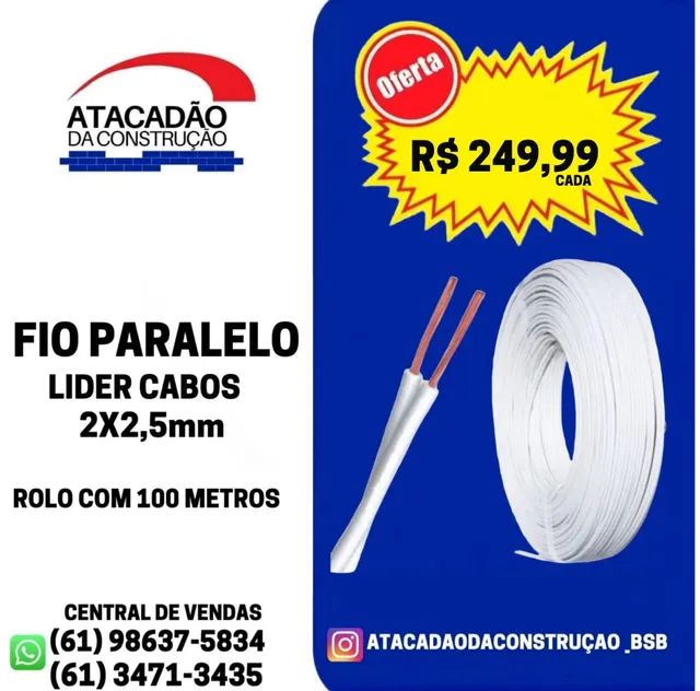 FIO PARALELO 2X2.5 mm ROLO COM 100 METROS